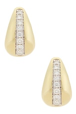 STONE AND STRAND Pave Pistachio Huggie Earrings in 10k Yellow Gold & White Diamond, view 4, click to view large image.