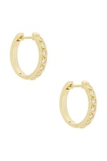 STONE AND STRAND La Scala Hoop Earrings in 10k Yellow Gold & Lab Diamond, view 1, click to view large image.