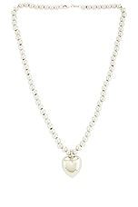 STONE AND STRAND Big Hearted Puffed Necklace in Sterling Silver, view 1, click to view large image.