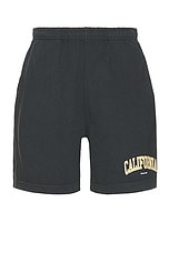 Sporty & Rich California Gym Shorts in Faded Black, view 1, click to view large image.