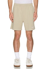 Sporty & Rich Embroidered Gym Shorts in Elephant, view 4, click to view large image.