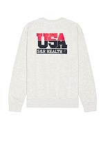 Sporty & Rich Team USA Crewneck in Heather Grey, view 1, click to view large image.