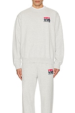 Sporty & Rich Team USA Crewneck in Heather Grey, view 3, click to view large image.