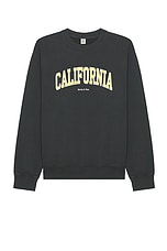 Sporty & Rich California Crewneck in Faded Black, view 1, click to view large image.