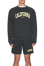 Sporty & Rich California Crewneck in Faded Black, view 3, click to view large image.