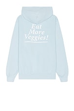 Sporty & Rich Eat More Veggies Hoodie in Baby Blue & White, view 1, click to view large image.