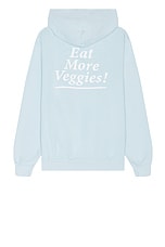 Sporty & Rich Eat More Veggies Hoodie in Baby Blue & White, view 1, click to view large image.