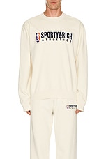 Sporty & Rich Team Logo Crewneck in Cream, view 3, click to view large image.