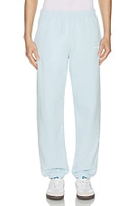 Sporty & Rich Serif Logo Sweatpants in Baby Blue & White, view 3, click to view large image.