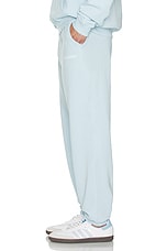 Sporty & Rich Serif Logo Sweatpants in Baby Blue & White, view 4, click to view large image.