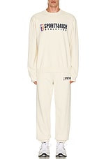 Sporty & Rich Team Logo Sweatpants in Cream, view 5, click to view large image.