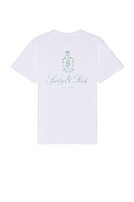 Sporty & Rich Vendome T-shirt in White & Sage, view 1, click to view large image.