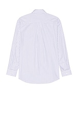 Sporty & Rich S.R. Sport Oversized Shirt in White & Navy, view 2, click to view large image.