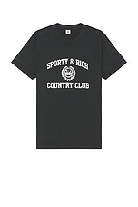 Sporty & Rich Varsity Crest T-shirt in Faded Black, view 1, click to view large image.