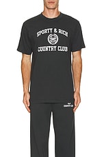 Sporty & Rich Varsity Crest T-shirt in Faded Black, view 3, click to view large image.