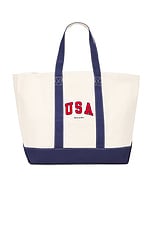 Sporty & Rich USA Tote Bag in Natural, view 1, click to view large image.