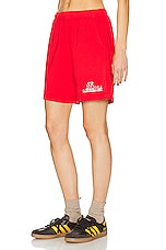 Sporty & Rich Prep Gym Short in Sports Red, view 3, click to view large image.