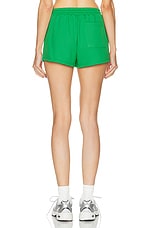 Sporty & Rich Serif Logo Embroidered Roller Short in Verde & White, view 4, click to view large image.