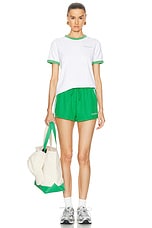 Sporty & Rich Serif Logo Embroidered Roller Short in Verde & White, view 5, click to view large image.