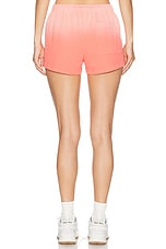 Sporty & Rich Serif Logo Embroidered Disco Short in Dip Dye Pink & White, view 4, click to view large image.
