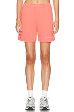Sporty & Rich Serif Logo Soft Gym Short in Cotton Candy & White, view 1, click to view large image.