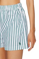 Sporty & Rich Poplin Short in Verde & White Large Stripe, view 6, click to view large image.