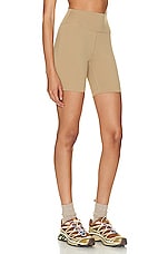 Sporty & Rich Runner Biker Short in Espresso & White, view 2, click to view large image.