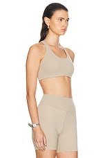 Sporty & Rich Runner Box Sports Bra in Elephant & White, view 2, click to view large image.