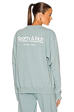 Sporty & Rich Club Crewneck Sweatshirt in Soft Blue & White, view 1, click to view large image.