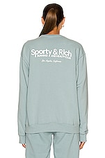 Sporty & Rich Club Crewneck Sweatshirt in Soft Blue & White, view 4, click to view large image.