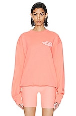 Sporty & Rich Bardot Sports Crewneck Sweatshirt in Strawberry & White, view 1, click to view large image.
