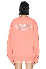 Sporty & Rich Bardot Sports Crewneck Sweatshirt in Strawberry & White, view 3, click to view large image.