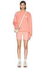 Sporty & Rich Bardot Sports Crewneck Sweatshirt in Strawberry & White, view 4, click to view large image.