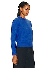 Sporty & Rich Wool Crewneck Sweater in Medium Blue, view 2, click to view large image.