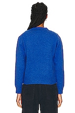 Sporty & Rich Wool Crewneck Sweater in Medium Blue, view 3, click to view large image.