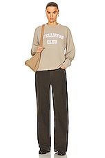 Sporty & Rich Wellness Club Flocked Crewneck Sweater in Elephant, view 4, click to view large image.