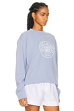 Sporty & Rich Connecticut Crest Crewneck Sweater in Washed Periwinkle, view 2, click to view large image.