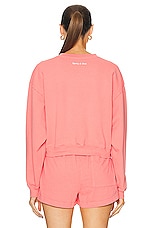 Sporty & Rich Wellness Club Flocked Cropped Crewneck Sweater in Dahlia, view 3, click to view large image.