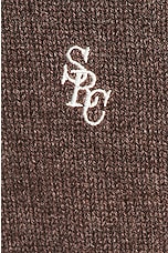 Sporty & Rich V Neck Cashmere Sweater in Brown, view 6, click to view large image.
