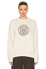 Sporty & Rich Connecticut Crest Crewneck Sweater in Cream, view 1, click to view large image.