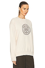 Sporty & Rich Connecticut Crest Crewneck Sweater in Cream, view 2, click to view large image.