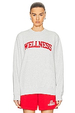 Sporty & Rich Wellness Ivy Boucle Crewneck Sweater in Heather Gray, view 1, click to view large image.