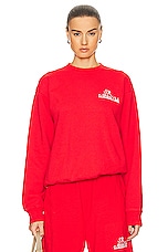 Sporty & Rich Prep Crewneck Sweater in Sports Red, view 1, click to view large image.
