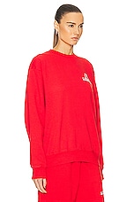 Sporty & Rich Prep Crewneck Sweater in Sports Red, view 2, click to view large image.