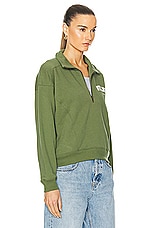 Sporty & Rich Wellness Ivy Quarter Zip Sweater in Moss, view 2, click to view large image.