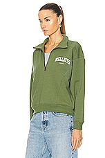 Sporty & Rich Wellness Ivy Quarter Zip Sweater in Moss, view 3, click to view large image.