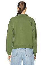 Sporty & Rich Wellness Ivy Quarter Zip Sweater in Moss, view 4, click to view large image.