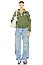 Sporty & Rich Wellness Ivy Quarter Zip Sweater in Moss, view 5, click to view large image.