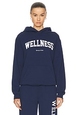 Sporty & Rich Wellness Ivy Hoodie in Navy & White, view 1, click to view large image.