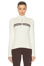 Sporty & Rich Minimal Quarter Zip Jacket in Cream, view 1, click to view large image.
